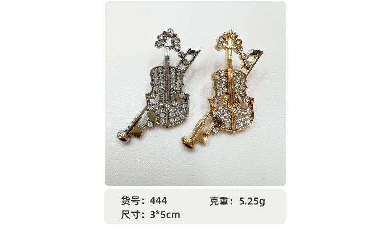 韩国镶钻乐器服装装饰胸针别针 新款精致设计感吉他胸针厂家批发详情3
