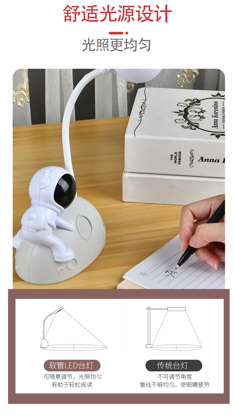 Creative Astronaut Lamp, Student eye-protecting charging Lamp, Cartoon Folding Learning led lamp pic 7