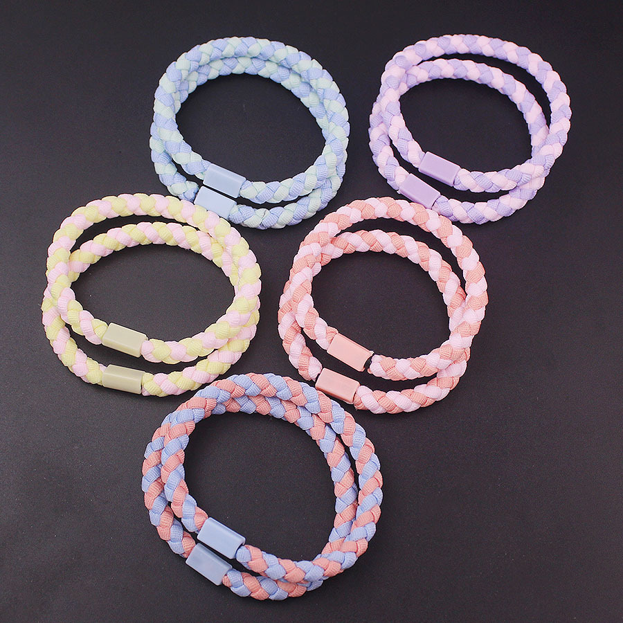 diy base hair bands, simple and colorful braided hair ties, student version macaron-colored rubber bands wholesale ponytail hair accessories pic 5