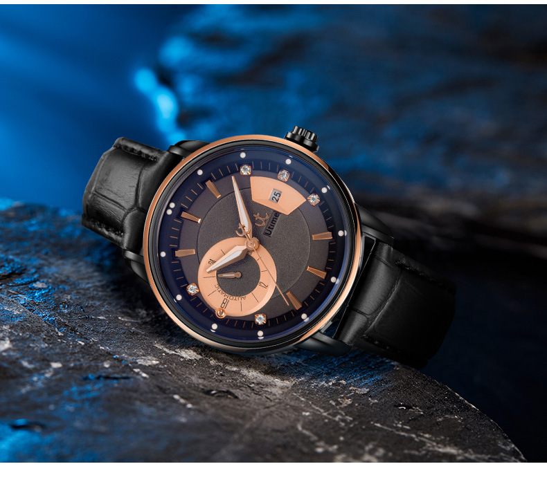 Utime高端品牌手表男士機械防水日歷真皮表帶男性手表商務機械表詳情15