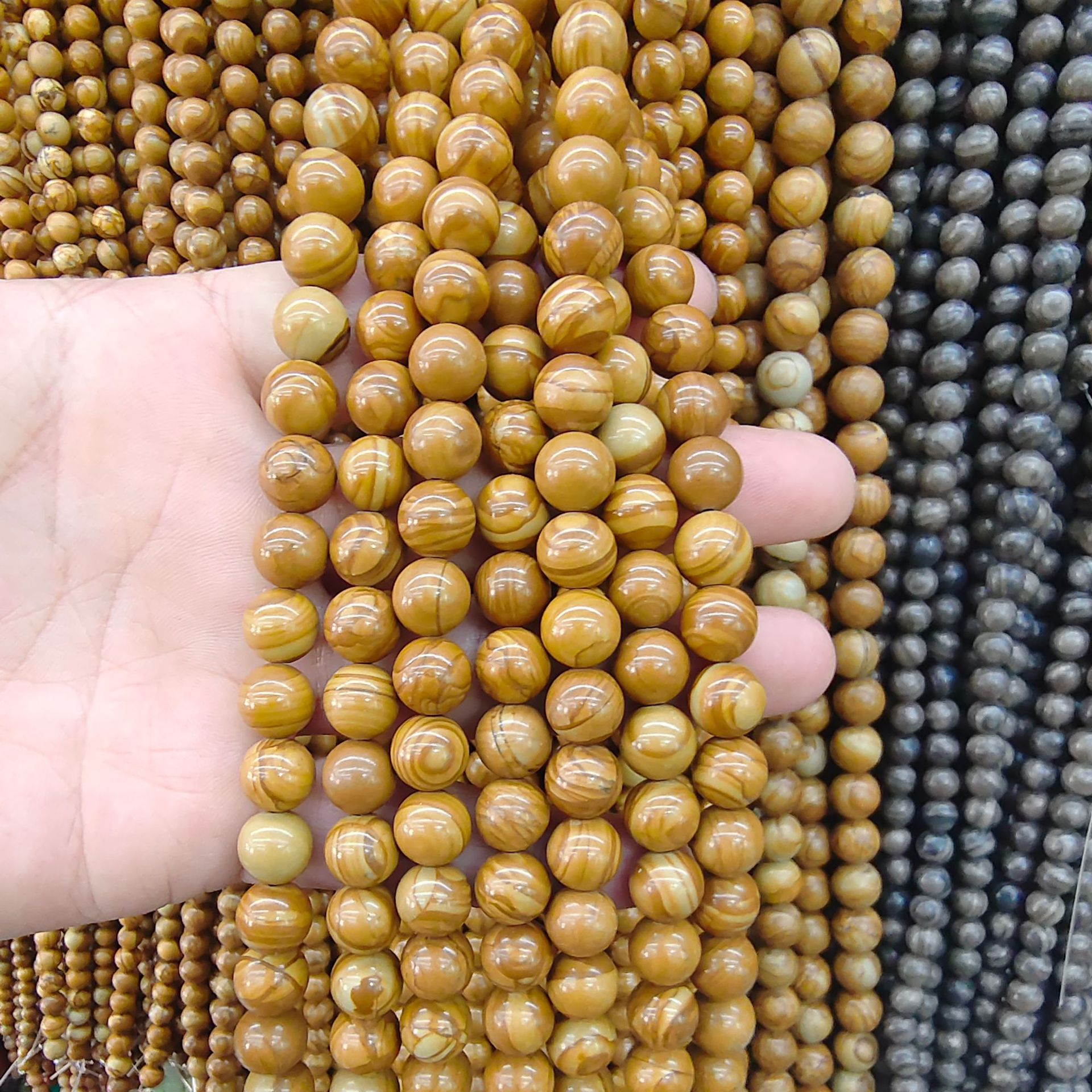 天然石圆珠 杂石野石散珠DIY饰品配件手串手工串珠材料半成品现货详情60