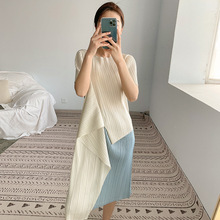 高档礼服三宅时尚连衣裙热卖新款法式收腰高弹褶皱气质优雅长裙子详情9