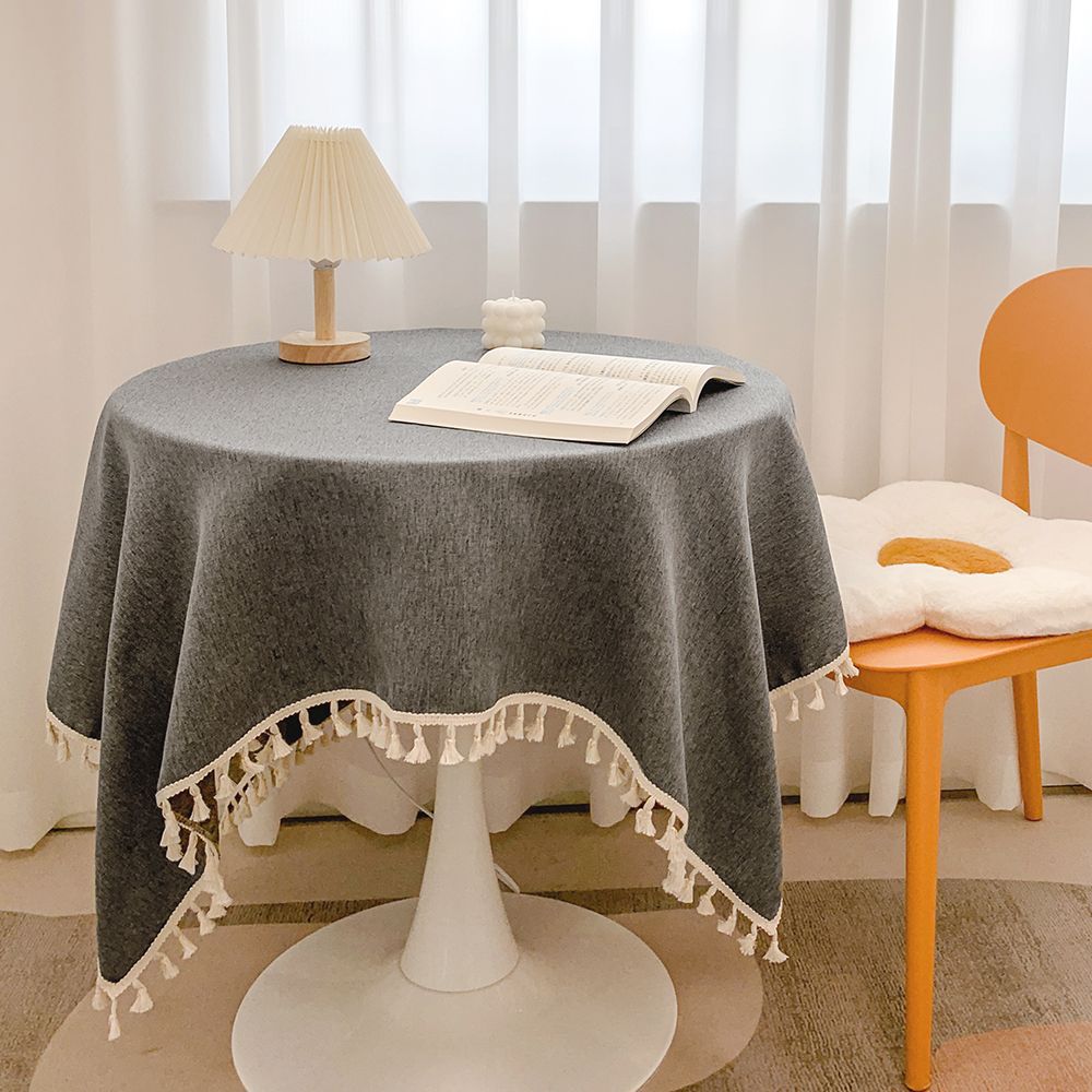 日式流苏棉麻桌布ins风小清新书桌装饰布氛围感圆桌茶几餐桌台布详情24
