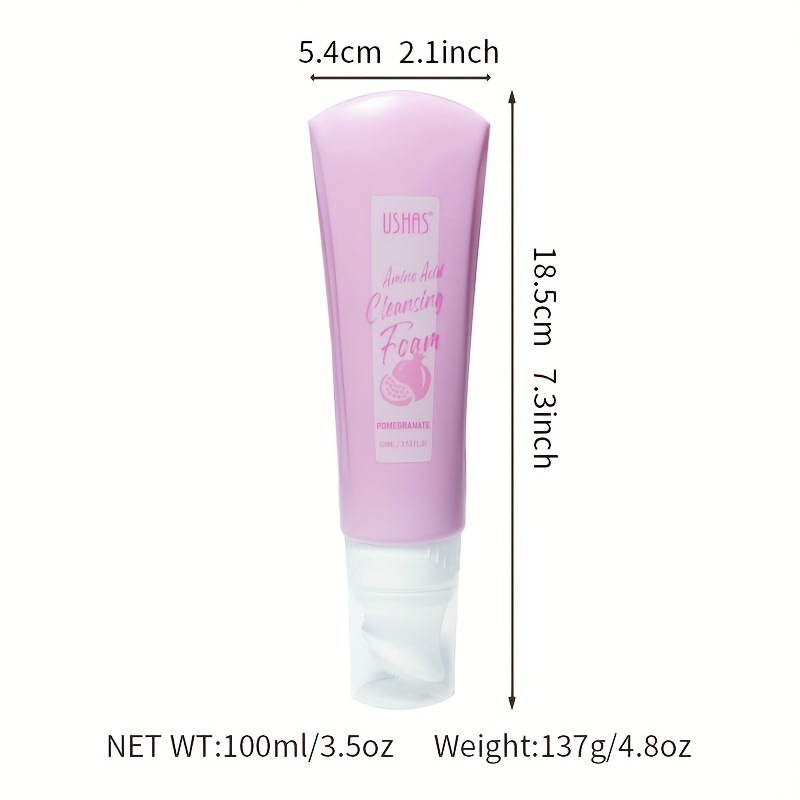 USHAS跨境现货热销石榴硬管洗面奶温和起泡去油洁面面部深层清洁详情9
