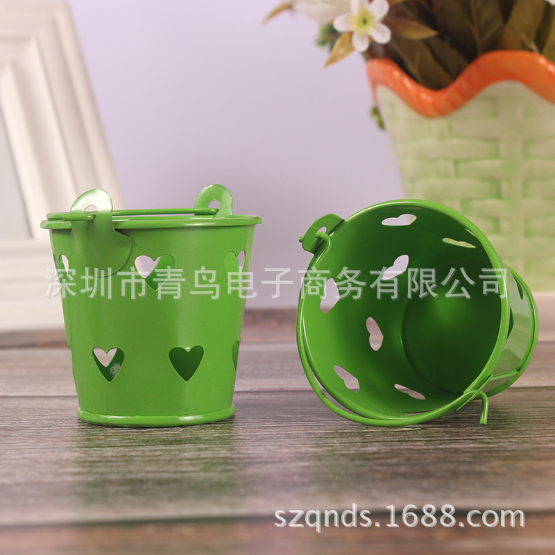 儿童糖果色镂空心形小铁桶创意桌面收纳铁皮桶马口铁迷你喜糖盒子详情30