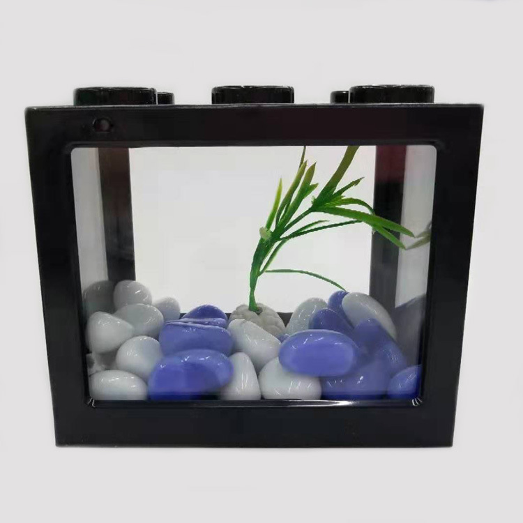 水族塑料鱼缸积木小款六色桌面造景鱼缸透明摆件小鱼生态缸详情26