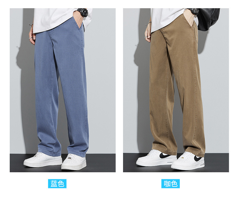 男士牛仔裤夏季薄款2024年新款宽松紧腰直筒学生阔腿冰丝休闲长裤详情12