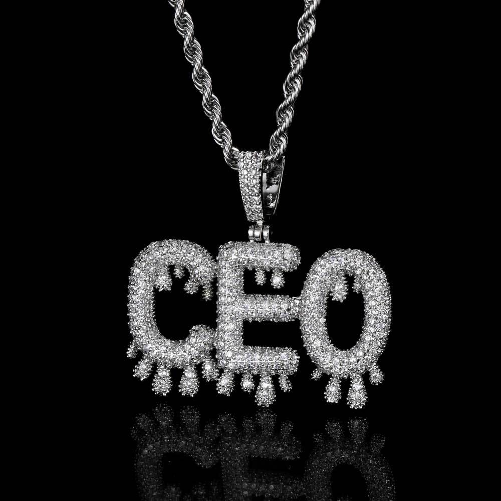 A new hip-hop fine water drop English letter patchwork pendant with micro-inlaid zircon and personalized creative letter necklace from Europe and America pic 16