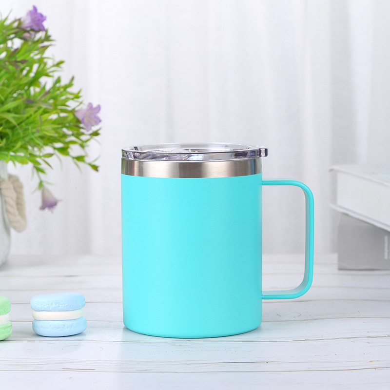 Simple 304 stainless steel insulated cup with handle, office water cup, fruit-colored straight car cup, customizable as a gift pic 6