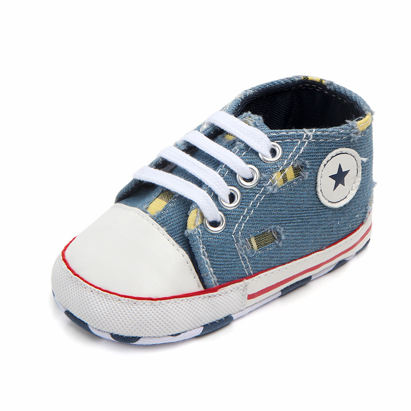 Wholesale of baby shoes for foreign trade, baby shoes, lace-up denim, perforated walking shoes 1247 pic 14