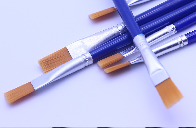 厂家直销 塑料杆577-6A扁头尼龙毛油画笔 水粉水彩油画笔详情4