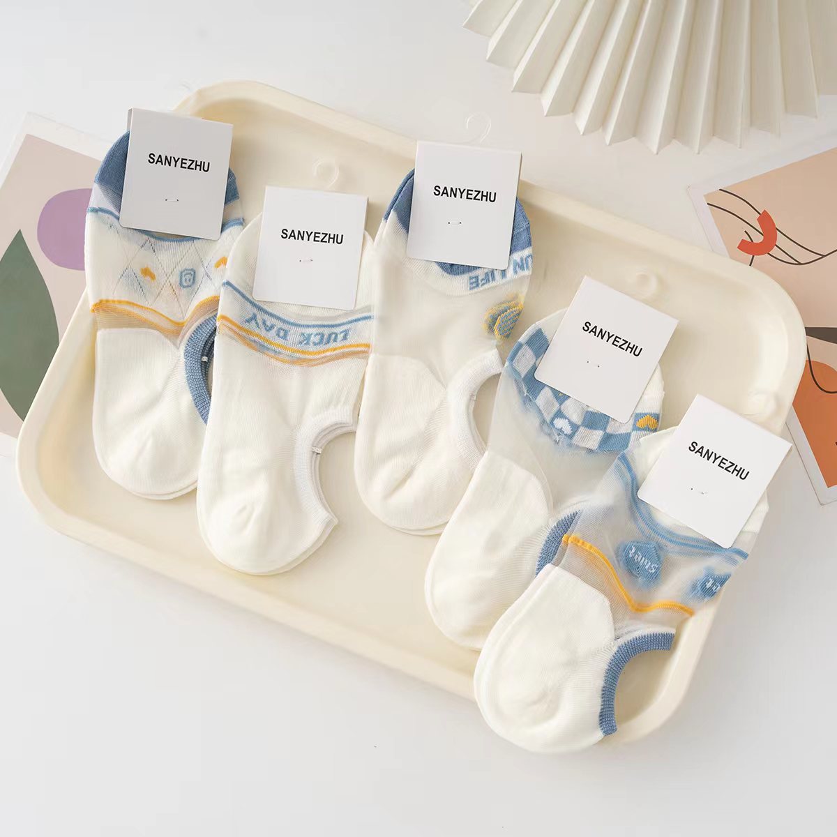 袜子女夏季超薄款花边冰丝袜女可爱日系船袜白色韩版玻璃丝短袜详情2