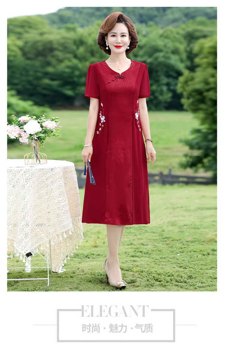 喜婆婆婚宴装平时可穿结婚妈妈礼服夏季旗袍连衣裙高贵中国风唐装详情14