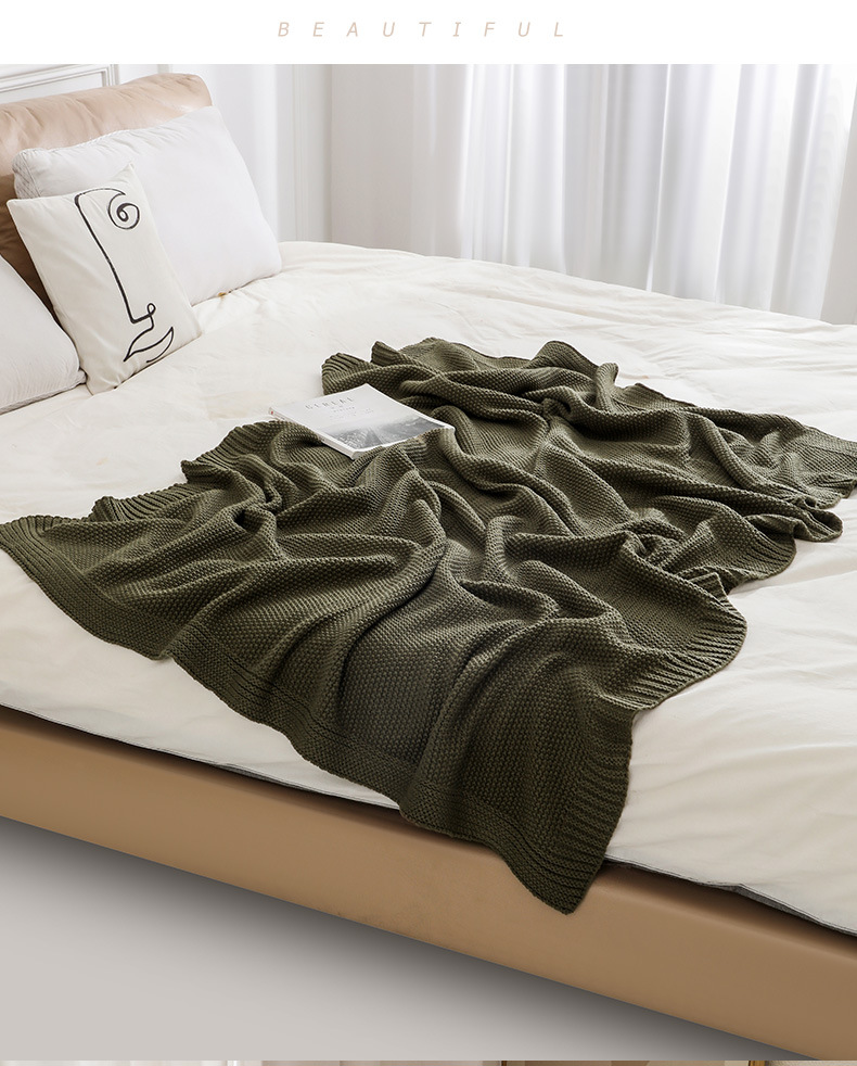 华夫格沙发盖毯针织毯办公室空调午休毯披肩毯休闲毯床盖毯小毛毯详情18