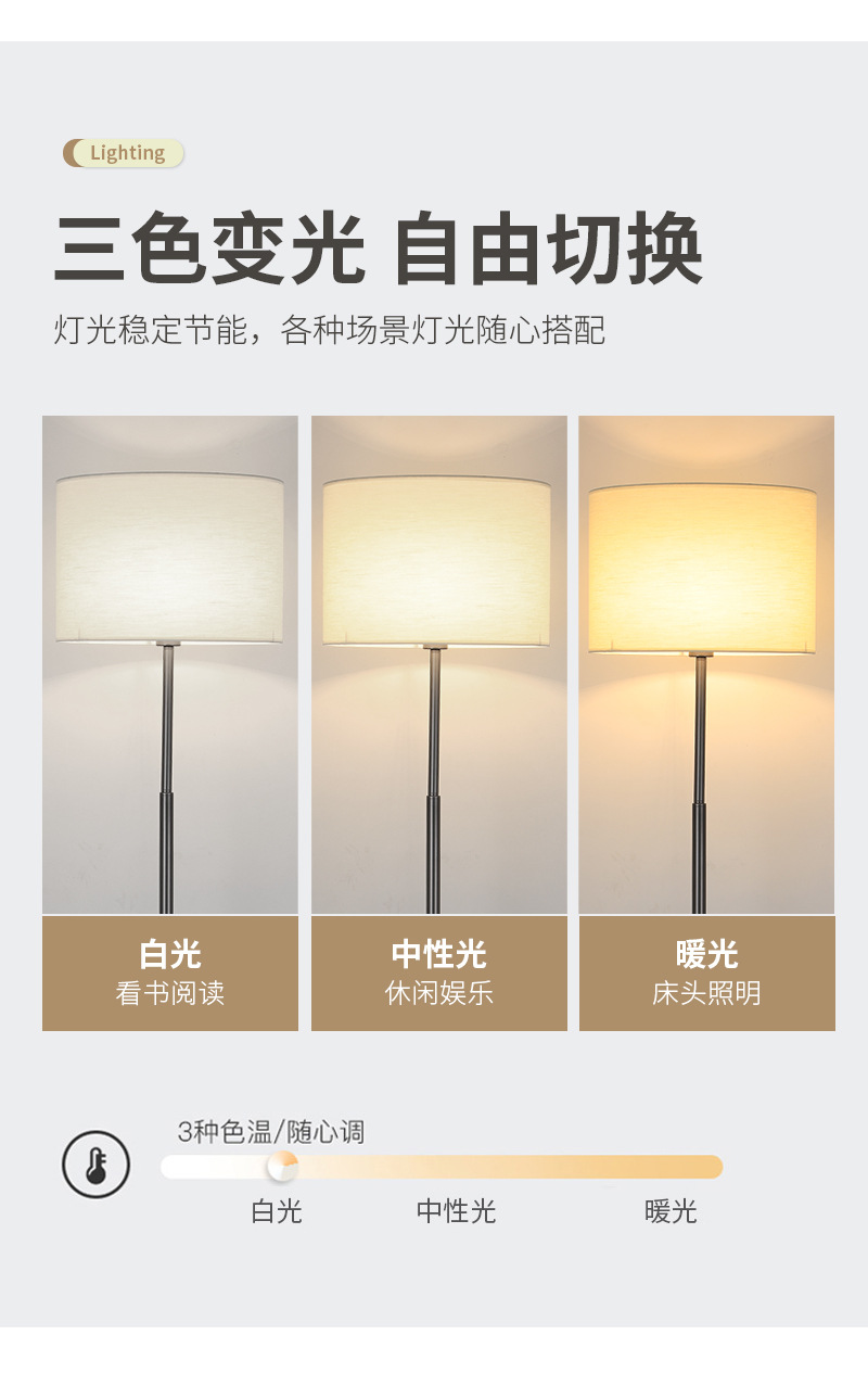 Floor lamp, a Nordic retro minimalist luxury hotel bedroom bedside table lamp pic 5