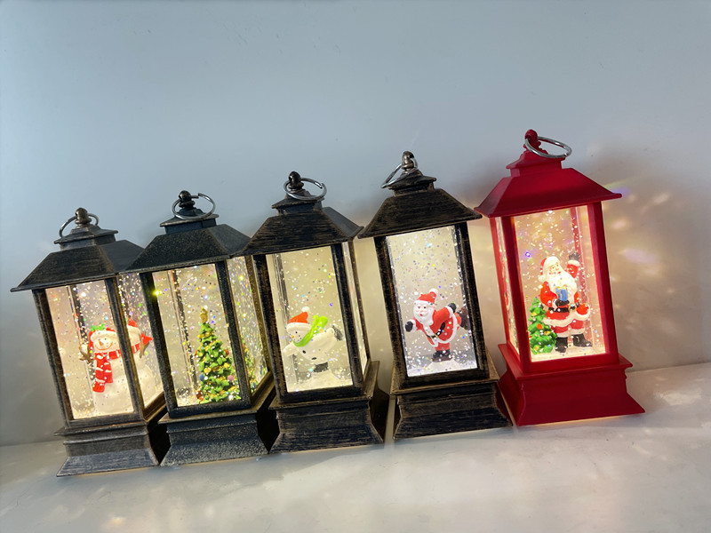 Cross-border Christmas water-filled small wind lantern handicrafts, creative window display items, LED illuminated Santa Claus night lights pic 3