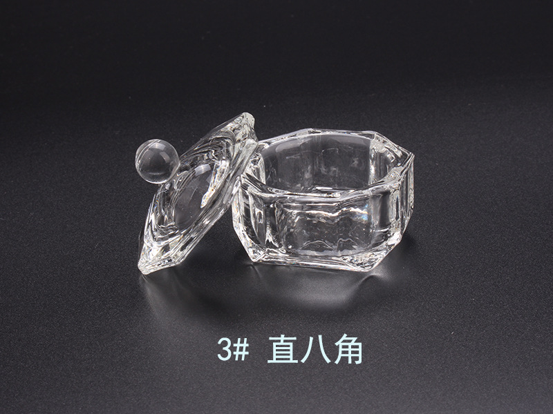 Cross-border exclusive glass crystal cups with LIDS for nail art, irregular-shaped crystal cups, and special octagonal cups for holding crystal liquid pic 8