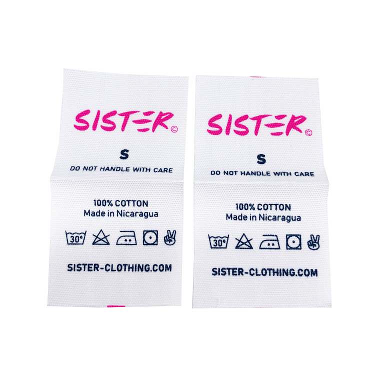 批发漂白纯棉水洗标 服装水洗唛对折领标 印刷多色全棉洗水唛详情4