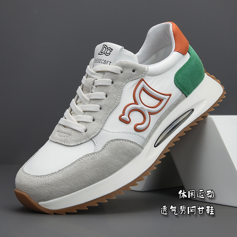 真皮板鞋男款夏季透气高级感百搭休闲男鞋头层牛皮空军男士小白鞋详情6