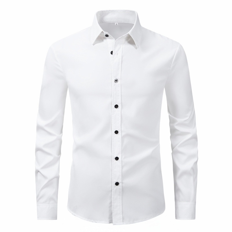 2024 comercio exterior europa y Estados Unidos nueva camisa de hombre moda transfronteriza estilo slim color sólido manga larga hombre top camisa pic 12