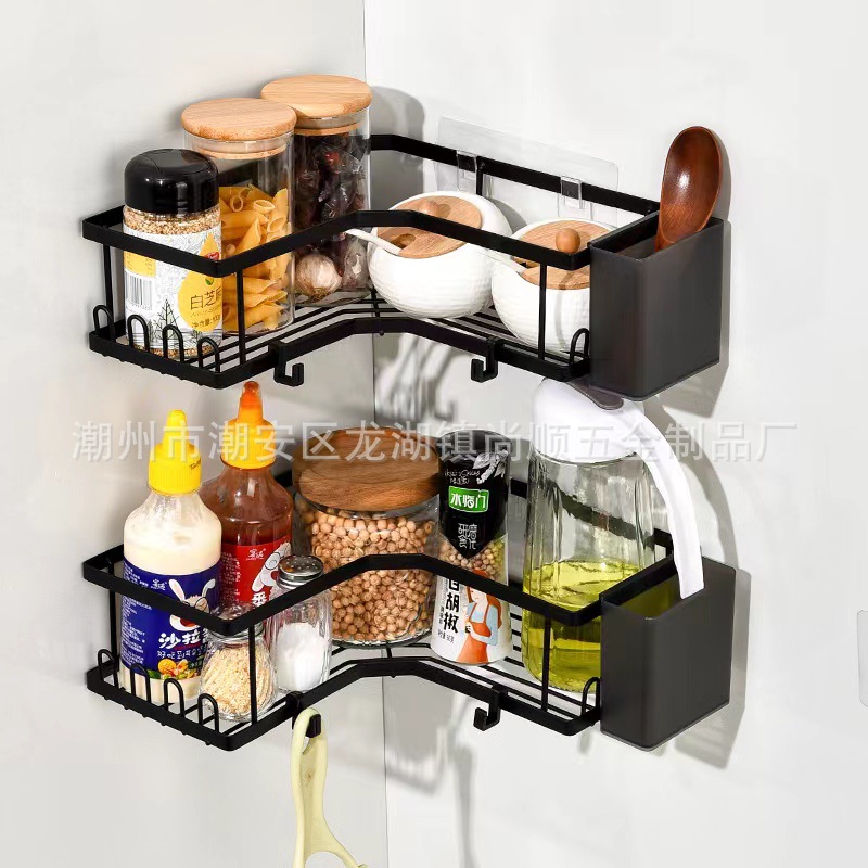 跨境新款浴室三角置物架卫生间免打孔转角置物架淋浴房墙角收纳架详情2