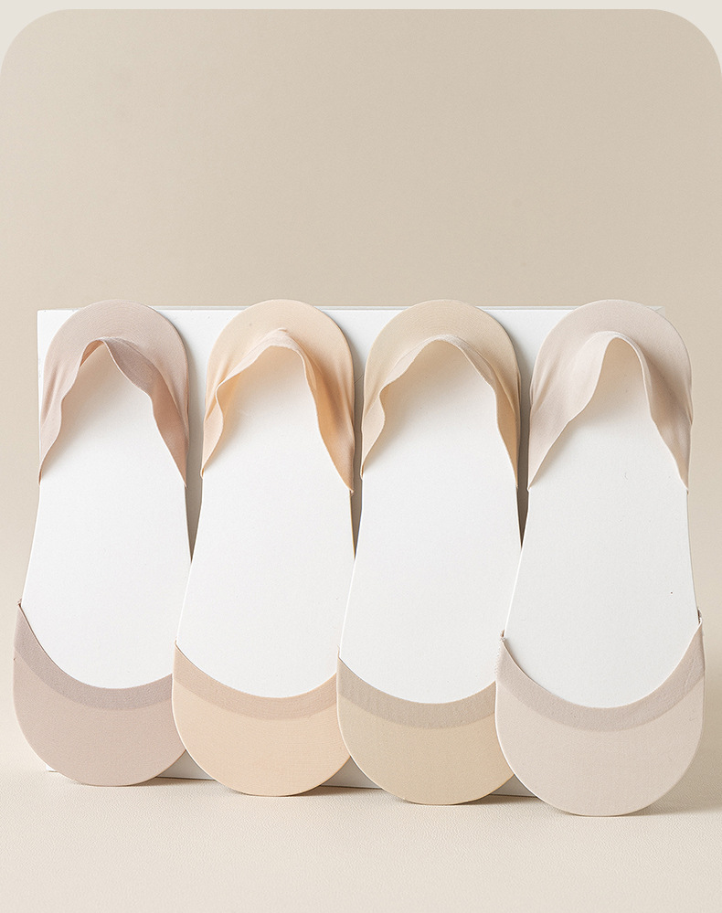 Summer thin cotton-soled anti-slip and non-dropping high heels for women, low-top ice silk invisible socks pic 8