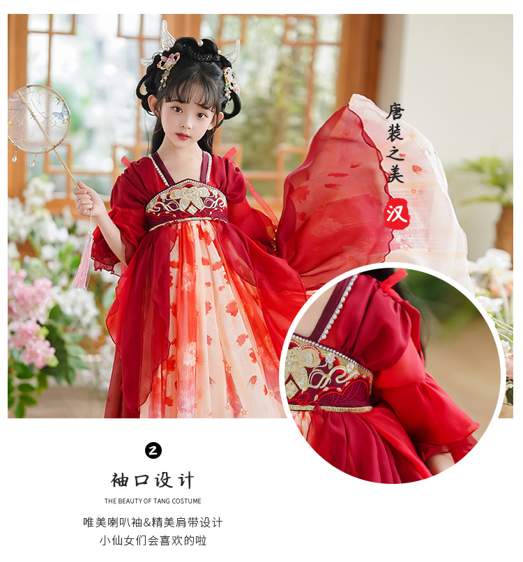 国潮女童汉服夏季新款儿童古装唐装中国风襦裙小女孩古风仙女连衣裙详情4