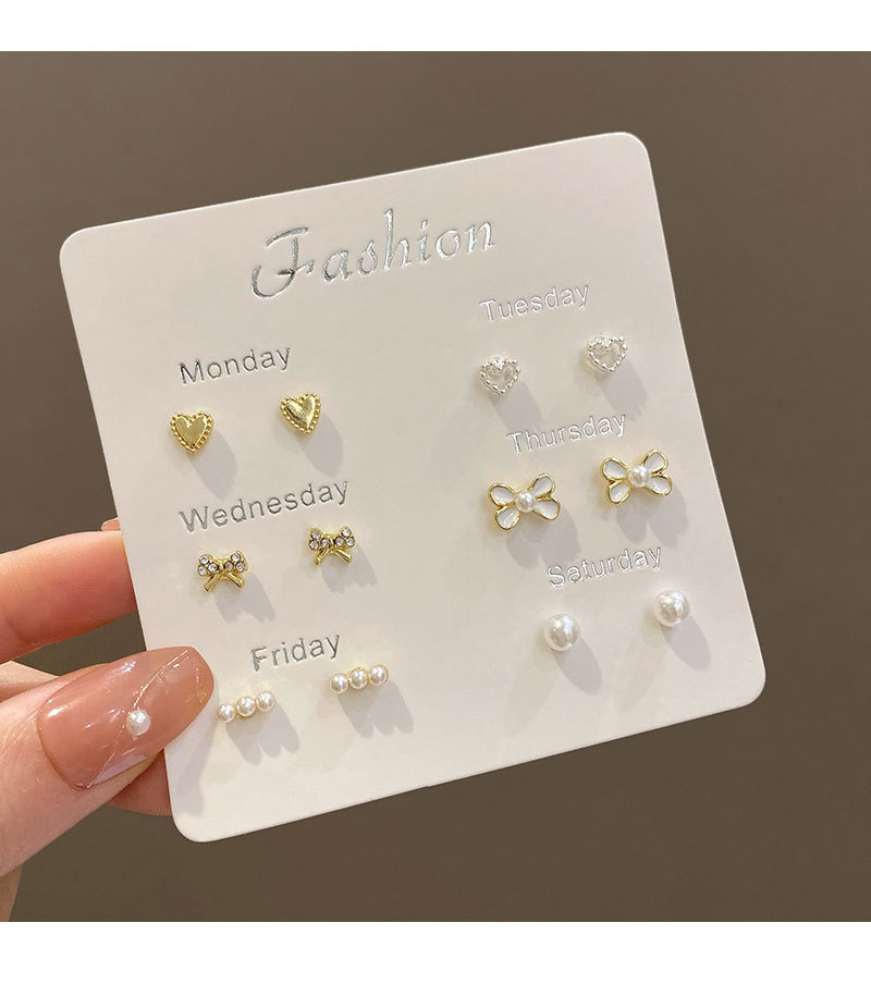 六对装925银针珍珠爱心套装耳钉女小香风气质简约网红耳环耳饰品详情17