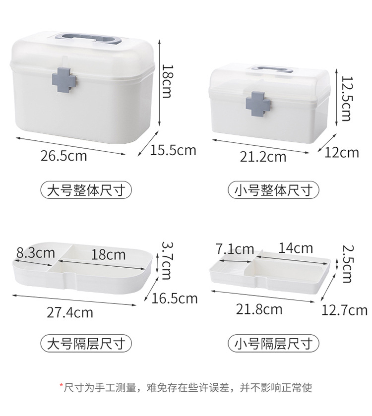 Household dust-proof large-capacity medicine box, emergency care medicine storage box, family portable multi-layer plastic medicine box pic 12