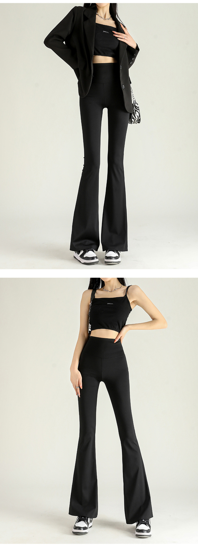 鲨鱼皮打底马蹄裤女外穿夏季新款高腰收腹提臀紧身芭比裤高腰微喇详情13