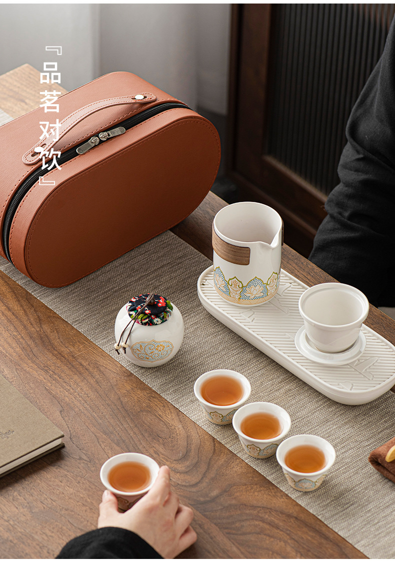 Wholesale portable travel tea sets, outdoor kung Fu tea set sets, Quick guest cups, festival Chinese-style business gifts, logo pic 20