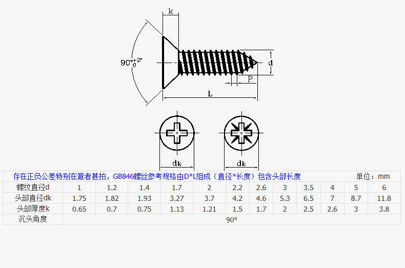 304 stainless steel self-tapping screws, cross countersunk self-tapping screws, flat self-tapping nails, M2, 2.2, m3, M4, 4.2m, 5M6 pic 12