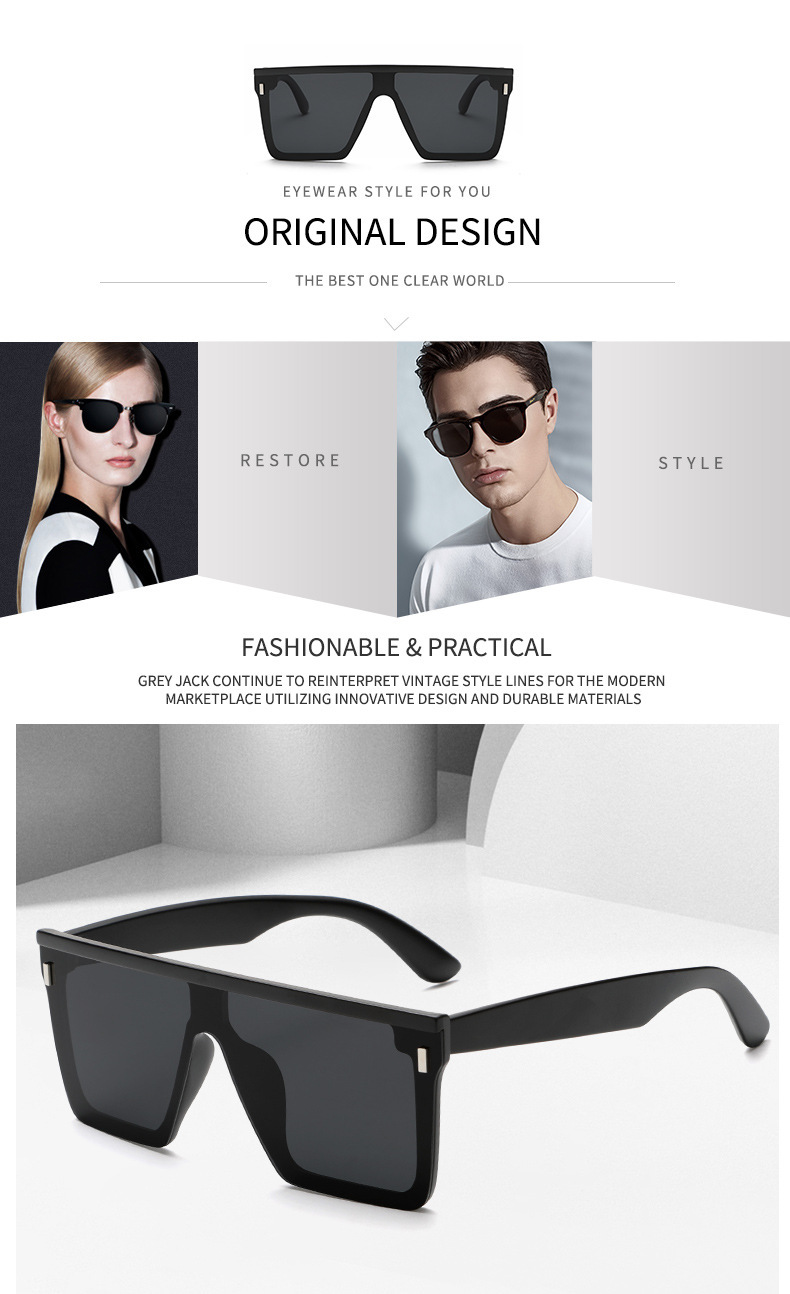 跨境新款 男士太阳镜 F1302欧美一体时尚大框偏光镜 户外运动墨镜详情3