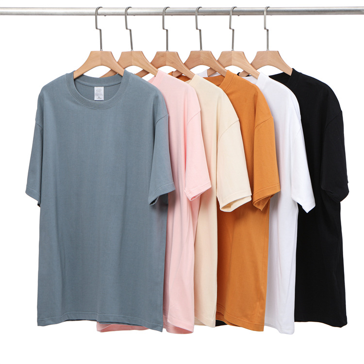 In-stock American heavy-duty casual long blank loose round-neck T-shirt, advertising shirt, team-building T-shirt, and sportswear pic 1