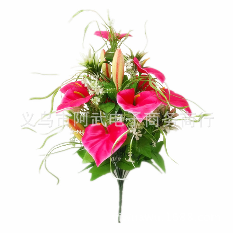 Artificial calla lilies, artificial anthuriums, cheap and beautiful flower heads for indoor landscaping and display wholesale pic 1