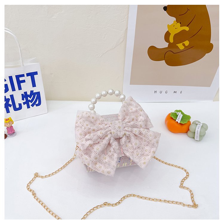 可爱女童斜挎包小香风时尚儿童手提斜背包包公主淑女珍珠包单肩包详情93