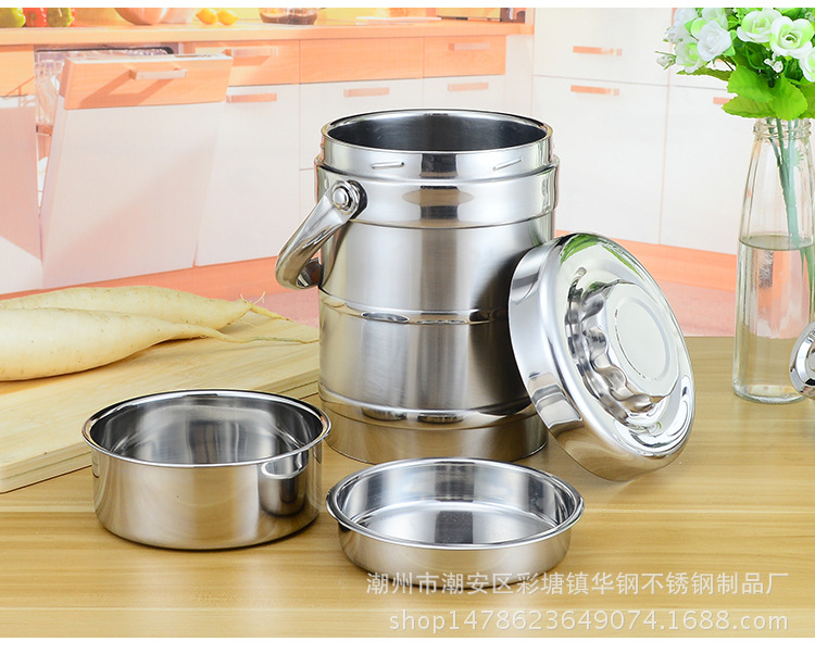 Factory direct sales of stainless steel vacuum pot double-layer insulated lunch box, straight Chinese-style insulated food compartment bucket pic 15