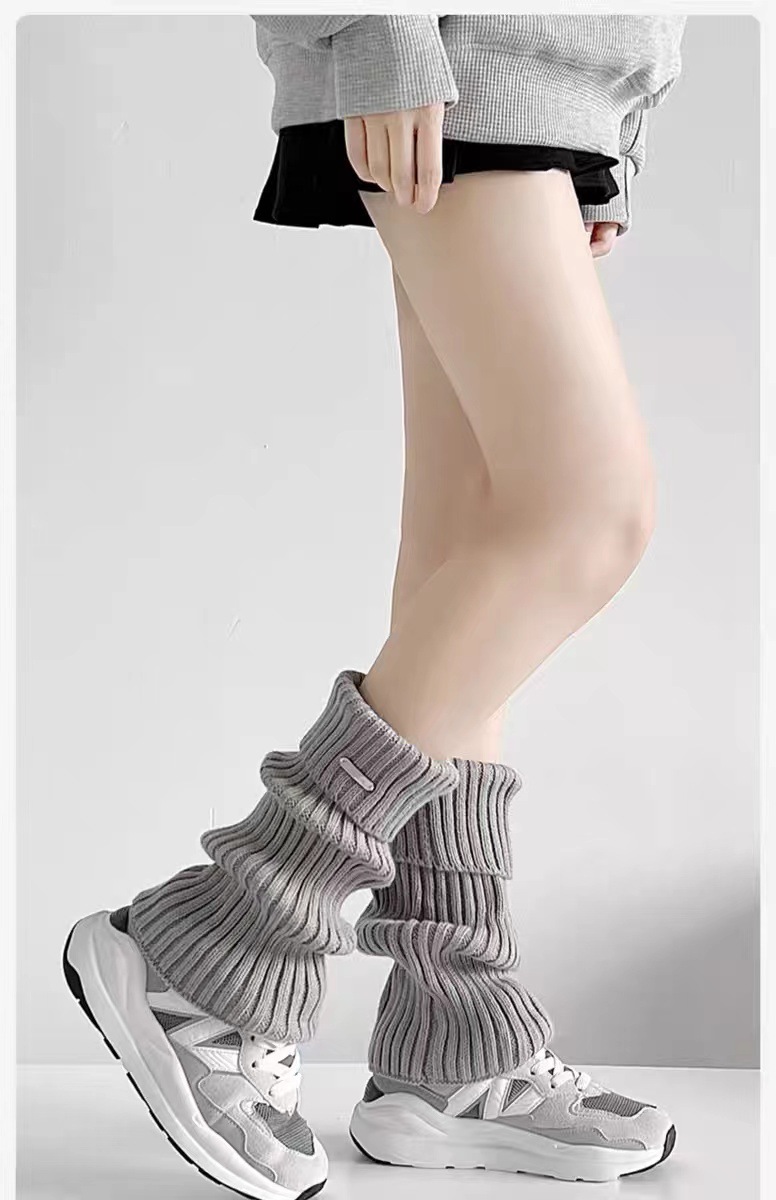 女堆堆袜秋冬季加厚保暖jk针织白色袜套袜子中筒袜腿套y2k小腿袜详情1