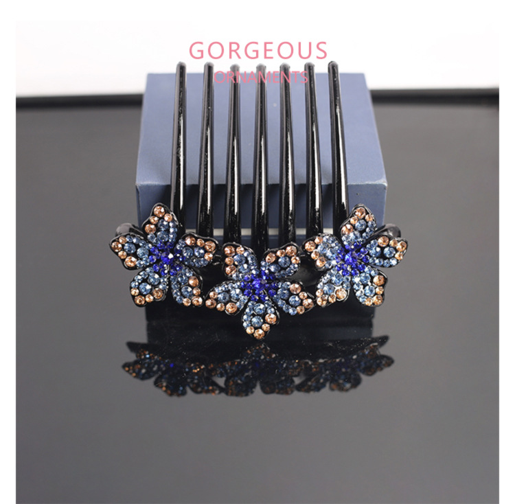 Elegant and refined hair accessory, flower-shaped water diamond bun hair accessory, seven-toothed comb clip hair accessory pic 8