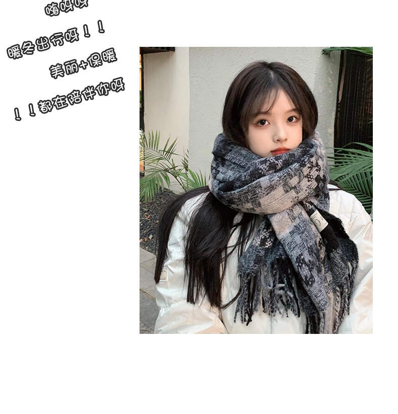 2024新品秋冬氛围感格纹流苏保暖围巾男女情侣加厚长款围脖礼物详情15