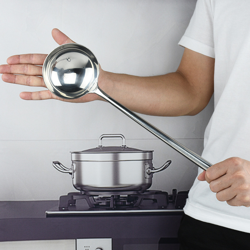 304 201不锈钢炒勺家用炒菜勺子 厨师专用马勺 长柄汤勺加厚手勺详情20