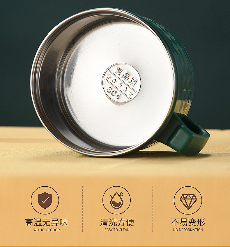 304不锈钢泡面碗带盖保温碗宿舍用学生饭盒杯 带手柄吃饭碗高颜值详情6