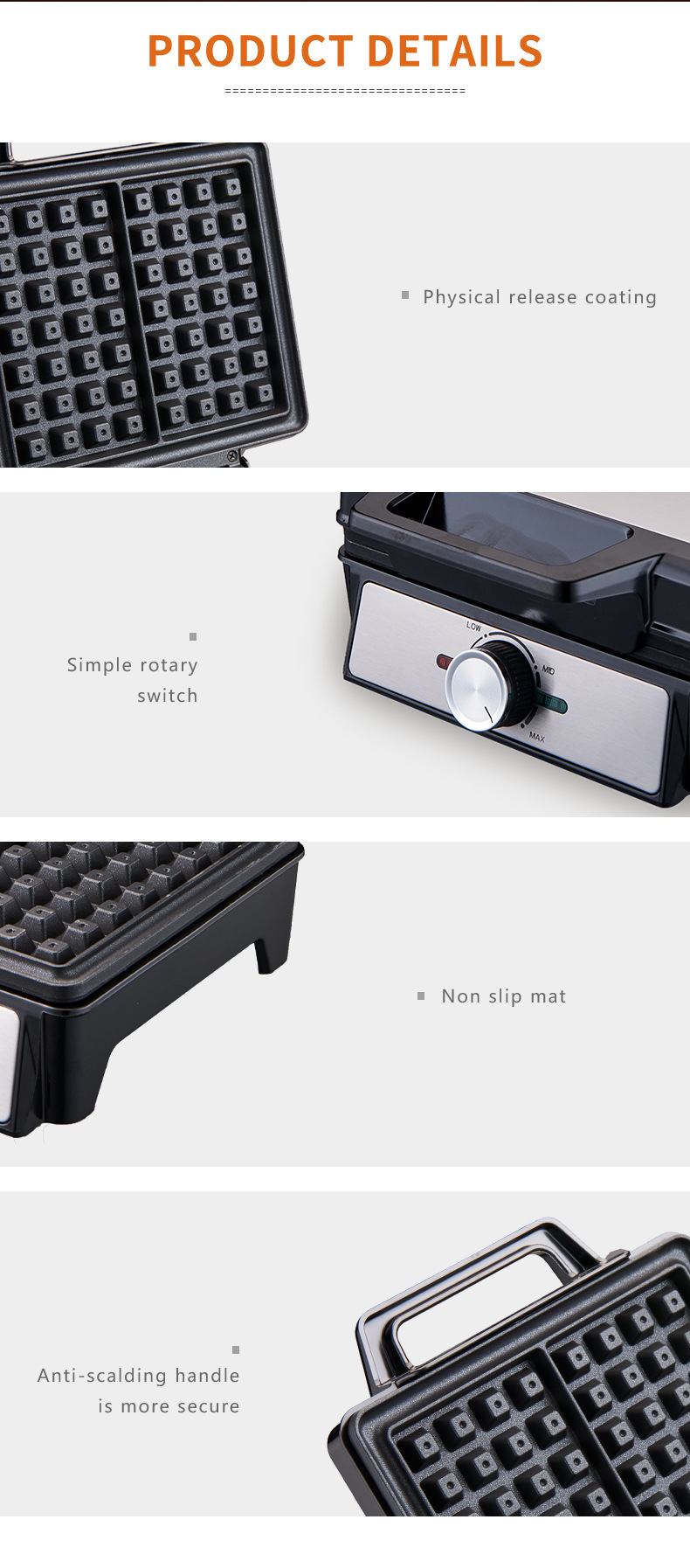 面包机美规欧规跨境大号华夫饼机单板两片吐司机烤面包机蛋糕早餐详情8