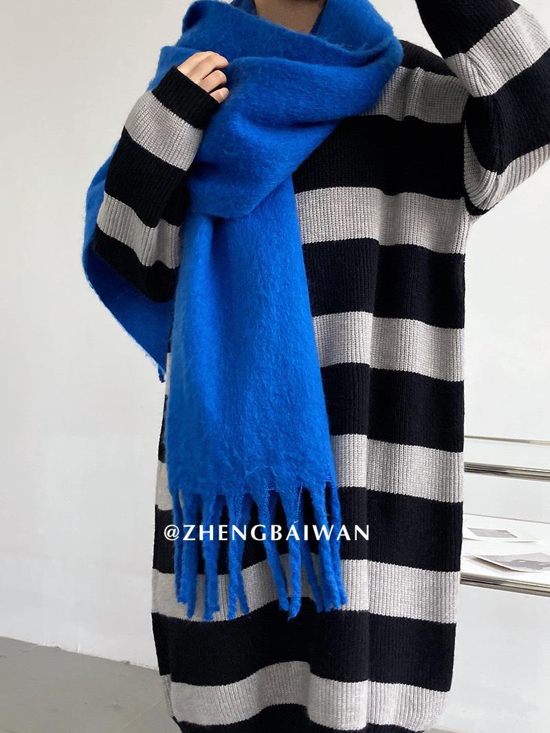 限时抢购价！马海毛绒围巾女14款经典色秋冬保暖柔软加厚围脖纯色详情10