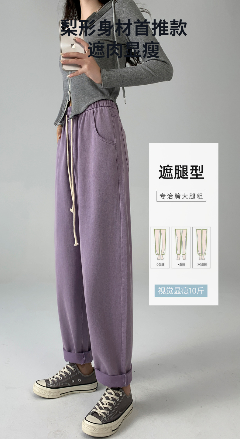 【纯棉牛仔阔腿裤】一裤两穿纯棉挺阔显瘦厚牛仔宽松阔腿休闲女裤详情5