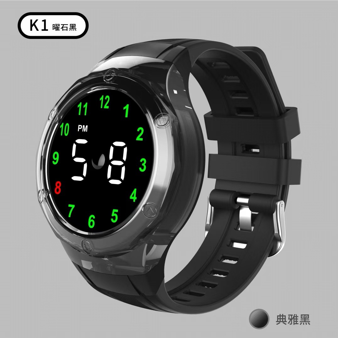 新款LED手表T7C男女星期简约时尚初中情侣小学生运动 LED电子手表详情2