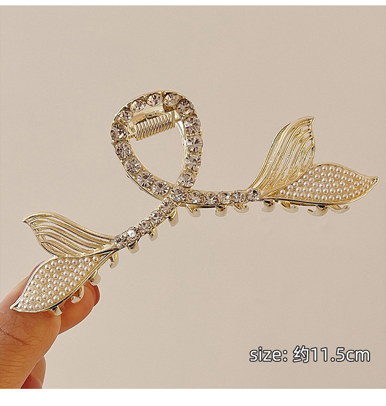 11cm大号珍珠抓夹轻奢金属高级感发夹后脑勺盘发气质鲨鱼夹子头饰详情12