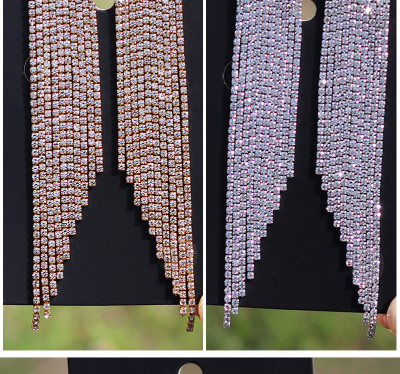 超闪爪链长款流苏耳环女欧美夸张几何形镶钻耳饰跨境货源环保饰品详情15