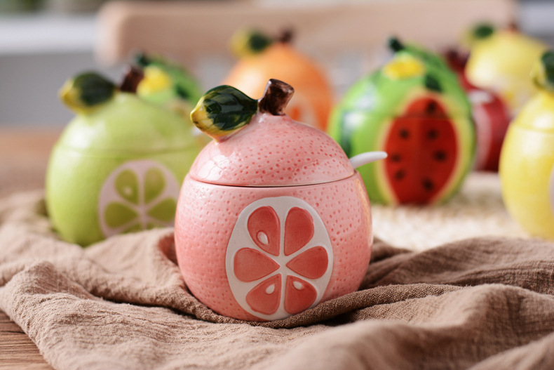 Creative Japanese kitchenware, orange ceramic seasoning bottles and jars, seasoning jars, seasoning boxes, spice jars, salt jars pic 40