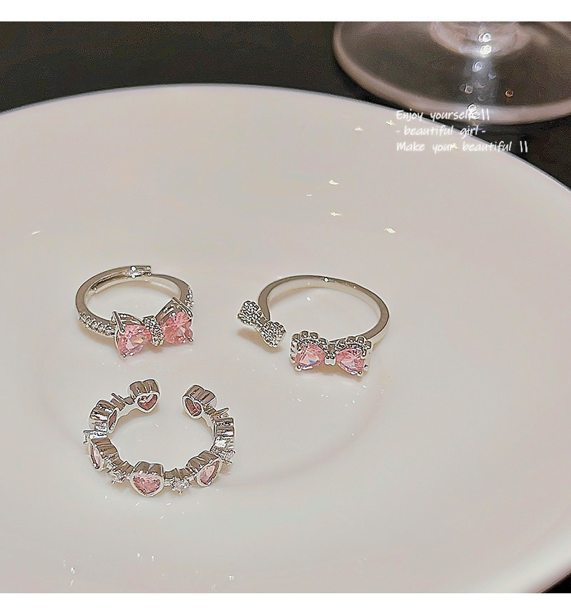 KIMOJ新款戒指甜美精致粉色锆石蝴蝶戒指开口可调节食指戒韩国轻奢小众指环详情8